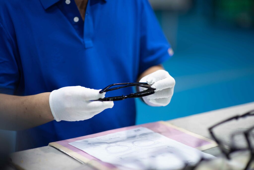 Final quality review in D Marjan eyewear manufacturing