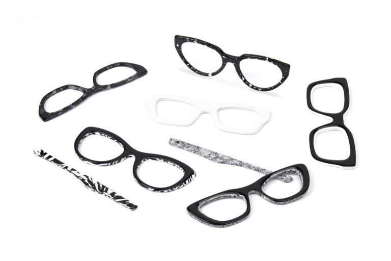 Acetate eyewear material and frame detail