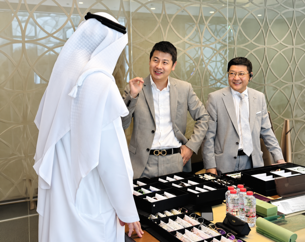 D Marjan UAE office team with eyewear samples