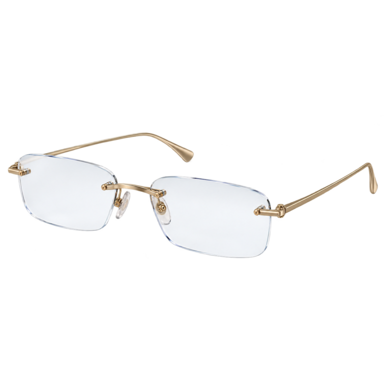 Rimless Champagne Rectangle eyewear design