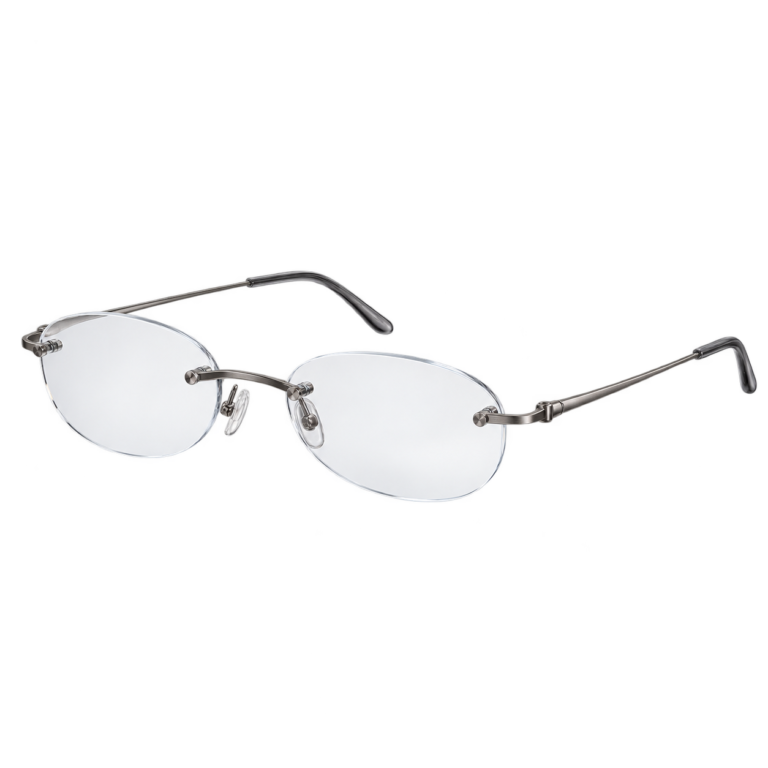 Rimless Gunmetal Oval eyewear design
