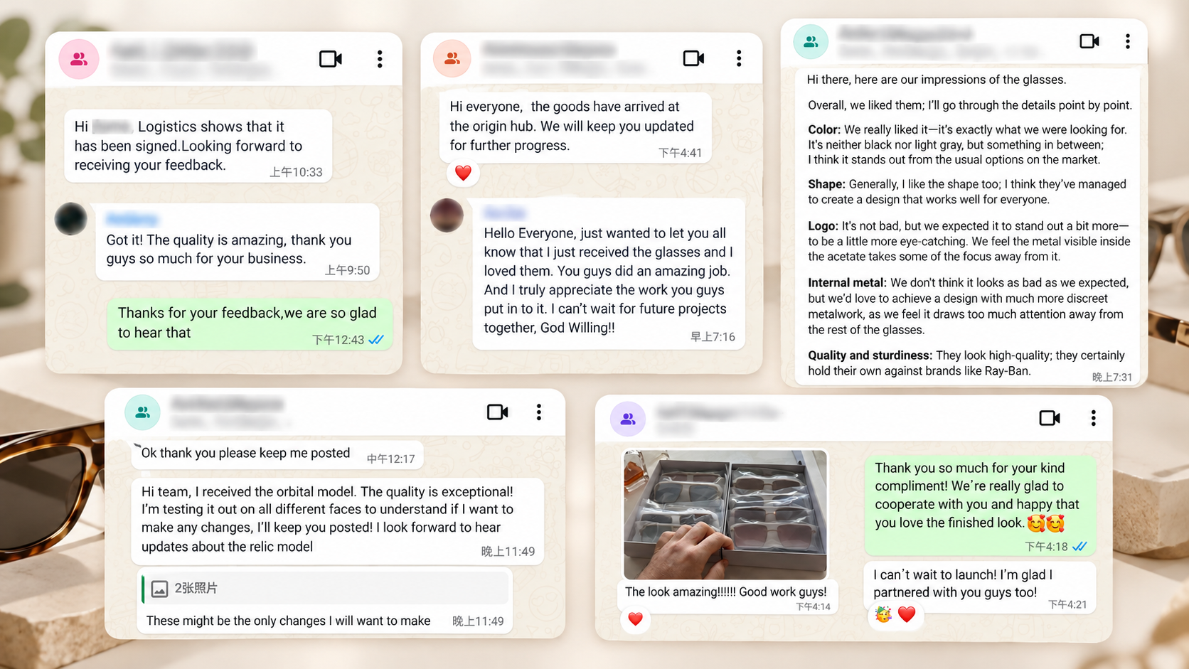 Customer feedback from D Marjan eyewear partners